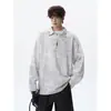 Sudadera con media cremallera tie-dye estilo americano para hombre, corte limpio, capa base casual para otoño, top holgado para adolescentes