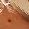 Colar com Pingente de Ágata Vermelha e Verde Mais Vendido Design Destacável Personalidade Simples Elegante Corrente para Clavícula Novo Colar Feminino Estilo Chinês