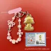 Llavero de tela con logo de empresa personalizado Cadena para teléfono móvil Angela Lámina de oro puro Oro 999 Regalo de aniversario