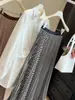 Saia Elegante de Chiffon Listrada Plissada Emagrecedora Nova Primavera/Verão 2026 para Mulheres, Saia Elegante de Chiffon Listrada Plissada Emagrecedora Nova Primavera/Verão 2026 para Mulheres