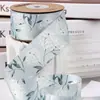 Cinta con estampado de hortensia, ciruela y durazno, moño DIY para accesorios de cabello, flor para empaque de regalo, cinta frutal floral