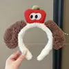 Diadema divertida estilo coreano de dibujos animados para mujer, con diseño de peluche, perfecta para usar al aplicar mascarillas faciales o lavarse la cara, y también adecuada para crear un peinado de coleta alta.