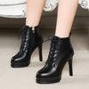 Botines Cortos para Mujer con Cordones, Botas Ajustadas con Plataforma Impermeable, Nuevo Estilo Otoño e Invierno 2026, Zapatos de Tacón Alto con Tacón Fino, Adecuados para Uso en Exteriores, Botas Martin de Gama Alta