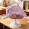 Gorro de Bebé Otoño e Invierno Bebé Niña Lindo Boina de Flor Gorro de Lana Infantil Gorro de Pintor Tejido para Niñas Moderno