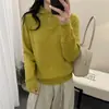 Suéter super estiloso com gola alta meia para mulheres, novo estilo coreano outono/inverno 2026 malha solta, top de camada base espessado