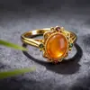 Novo Anel de Cera de Abelha Âmbar para Mulheres Design de Nicho Anel de Cauda de Prata Ajustável Diversidade Cabelo Um 6001
