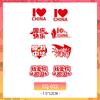 Adesivo de tatuagem infantil colorido "Eu amo a China" com reabastecimento de arco-íris, adesivo à prova d'água e duradouro para jogos e eventos do Dia Nacional