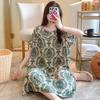 Camisón Extra Largo de Algodón Seda Estilo Coreano para Mujer Manga Corta Talla Grande Pijama Verano Algodón Artificial Suelto y Cómodo Ropa para el Hogar