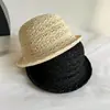 Sombrero de Paja con Ala Enrollada, Color Sólido, Sombrero Tejido Transpirable de Verano para Proteger del Sol, Sombrero tipo Cubo Versátil que Afina el Rostro con Diseño Hueco