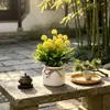 Maceta artificial de 9 piezas de diente de león transfronteriza para escritorio de oficina, planta de flor simulada para decoración interior y exterior, maceta mini de flor artificial