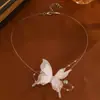 Nz3386 Collar de Mariposa Dulce y Súper Hada Elegante con Perlas y Cinta Cadena de Clavícula de Moda Elegante Diseño de Nicho Accesorios