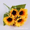 Ramo de flores artificiales de plástico al por mayor, simulación de girasol de 7 cabezas, flores decorativas para jardín, hogar y sala de estar.