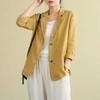 Blazer de Algodão e Linho 2026 Primavera/Verão Casual Solto Fino Feminino Manga Longa Versátil Emagrecedor Top