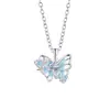 Oferta especial: Colar de borboleta com design original, tema de primavera, para mulheres, exalando elegância e sofisticação com corrente para clavícula em degradê azul e branco