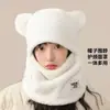 Gorro Cálido de Invierno para Ciclismo al Aire Libre para Hombre con Forro de Felpa, Cortavientos, Resistente al Frío, Engrosado, con Polaina para el Cuello Integrada, Gorro de Felpa con Capucha para Mujer