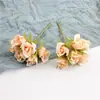 Pequeno Botão de Rosa Fresco Simulado Decoração de Casamento Flor Tecido de Seda com Arame Pequeno Buquê Material para Guirlanda
