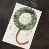 Pulsera Bodhi Natural con Cuentas de Manzana de Doble Círculo Verde Lechecido tipo Jade Fresco, Cuentas Budistas para Rezar de Mano, Pulsera Coleccionable Unisex
