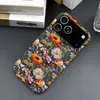 Venta Caliente de Amazon Flores de Colores Plantas Manzana 18pm Funda para Teléfono Funda de Película Frosted Dos en Uno iPhone16