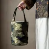 Bolsa de Ombro Cilíndrica Feita à Mão em Tecido das Dinastias Tang e Song, Bolsa Balde Portátil de Viagem, Bolsa para Eventos de Chá, Bolsa para Celular e Chaves, Bolsa Feminina Estilo Chinês
