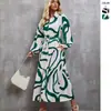 Vestido de Falda Larga de Manga Larga de Botón Sencillo Holgado de Moda de Amazon Transfronterizo para Mujer Otoño e Invierno 2025