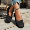 Zapatos de punto huecos zapatos de mujer 2023 Verano nuevos color puro tejido transfronterizo tacón plano casual zapatos transpirables transfronterizos