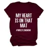 Mi Corazón Está en Ese Sitio Independiente de Deseos Estilo Europeo y Americano Camiseta Casual Simple de Manga Corta con Cuello Redondo para Mujer para Exportación