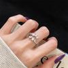Nuevo anillo de circonita con incrustaciones de diamantes de alta gama, de lujo, sencillo y ligero, con apertura ajustable y estilo moderno.
