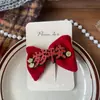 Nuevo Pasador de Pelo Rojo con Lazo de Tela Estilo Coreano Hecho a Mano Dulce para Niños Pasador para Mechones Laterales Rotos Accesorios para el Cabello para Mujeres