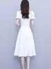 Vestido Blanco Francés, Vestido de Compromiso para Dama de Honor, Se Puede Usar en Ocasiones Cotidianas, Registro de Certificado de Novia, Vestido Blanco Corto de Longitud Media para Mujer