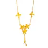 Collar con Borla de Flor de Tres Vidas y Flor de Cinco Pétalos Color Oro Arena Estilo Mismo de Puzuo Gold Shop con Flores Florecientes y Cadena para Clavícula para Mujeres Versátiles y Elegantes