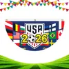 Bandeira em Forma de Leque da Copa do Mundo Transfronteiriça 2026 EUA-Canadá-México Bandeira Decorativa para Fãs de Futebol EUA-Canadá-México Bandeira Semicircular EUA