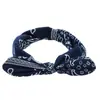 Diadema de Imitación Algodón con Orejas de Conejo y Estampado Paisley del Fabricante, Diadema Elástica con Fijación de Alambre, Accesorios para Mujer, Al por Mayor en Stock