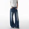 Jeans Rectos de Tiro Alto Estilo Retro Americano para Mujer, Estilo Popular Otoño e Invierno, Diseño High-Street con Tachuelas, Corte Holgado, Pantalones de Pierna Ancha Adelgazantes