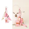 Nuevo Estilo Colgante de Bufanda de Seda con Borlas de Lujo para Gatito, Llavero de Animal de Cuero Lindo, Pequeño Accesorio de Regalo