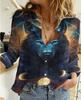 Camisa de manga larga con estampado 3D de lobo transfronterizo europeo y americano con imagen personalizada, nueva moda de comercio exterior de otoño para mujer, venta al por mayor