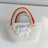 Bolsa de Niña Dulce Nubes Arcoíris Bolsa Tejida Infantil Gran Capacidad Bolso de Mano de Paja Nuevo Bolso de Algodón Casual
