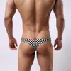 Atacado cueca masculina fio dental cintura baixa convexa sexy calça T Xadrez Bolsa Cueca T Masculina C302