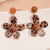 Pendientes Europeos y Americanos de Resina con Estampado de Leopardo Difuminado y Flor Geométrica, Estilo Retro Maillard, Pendientes de Nicho de Alta Gama