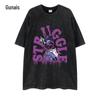 Comércio exterior LAZADA Camiseta americana de manga curta masculina verão retrô roupas pesadas lavadas aflita babado bonito T-Shirt atacado