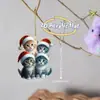 Acrílico Divertido Lindo Gato Gordito Sosteniendo Bolas de Navidad Decoración de Árbol de Navidad Adornos Colgantes Llavero Celebración Festiva