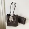Bolsa Feminina Casual Elegante Xiaomi Padrão Trançado Estilo Coreano Fashionável 2026 Nova Moda Grande Capacidade para Deslocamento Ombro Único Axila