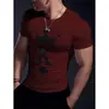 Camiseta Masculina Manga Curta Gola Redonda Estampa Digital 3D Pod/Jit/Transfronteiriça