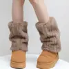 Calcetines de otoño e invierno para mujer, engrosados, forrados de forro polar, cálidos, de felpa, cubre pantorrillas, estilo y2k, maillard, pelo, calcetines para botas de nieve