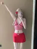 Nuevo Bikini Dividido 2025 para Mujer Verano Retro Cuadros Rojos Sexy Estilo Pura Pasión Espalda Descubierta Aspecto Adelgazante Cubriendo Piel Resort Fuente Termal
