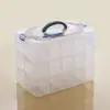 Venda Direta da Fábrica Caixa de Armazenamento Plástica Portátil de Três Camadas Extra Grande com Tampa e Alça para Organização de Roupas Íntimas, Meias, Brinquedos Transparente
