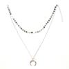 Collar con colgante de luna y cadena de clavícula con lentejuelas de doble capa hecho a mano, joyería personalizada de estilo callejero transfronterizo europeo y americano para mujer