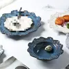 Cerámica de Alivio W & Retro Vajilla Creativa para el Hogar Plato Plano Plato para Comida Occidental Tazón de Arroz Tazón para Fideos Tazón para Sopa Plato de Postre Europeo
