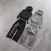 Conjunto de Moda Otoño e Invierno Nuevo Harajuku Ins Moda Sudadera con Capucha Desgastada y Cremallera Pantalones Casuales Elásticos de Cintura Baja
