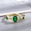 Novo estilo japonês estilo palácio Seiko cravejado com Esmeralda anel médio antigo feminino abertura ajustável temperamento retrô