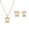 2025 explosões pedra olho de gato simples gato fofo ouro rosa presente colar brincos conjunto moderno